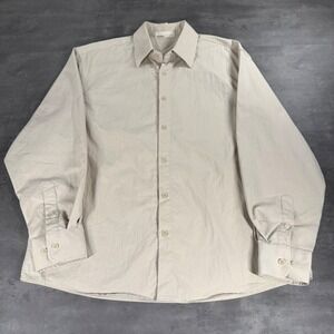 Hemi Blurr Button Down Shirt Womens S Beige Cotton Nylon Long‎ Sleeve Minimalist